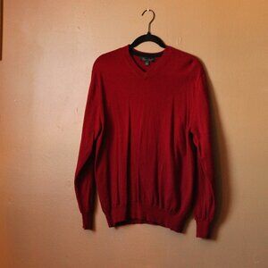 100% Extra Fine Merino Wool Burgundy V-Neck Sweater